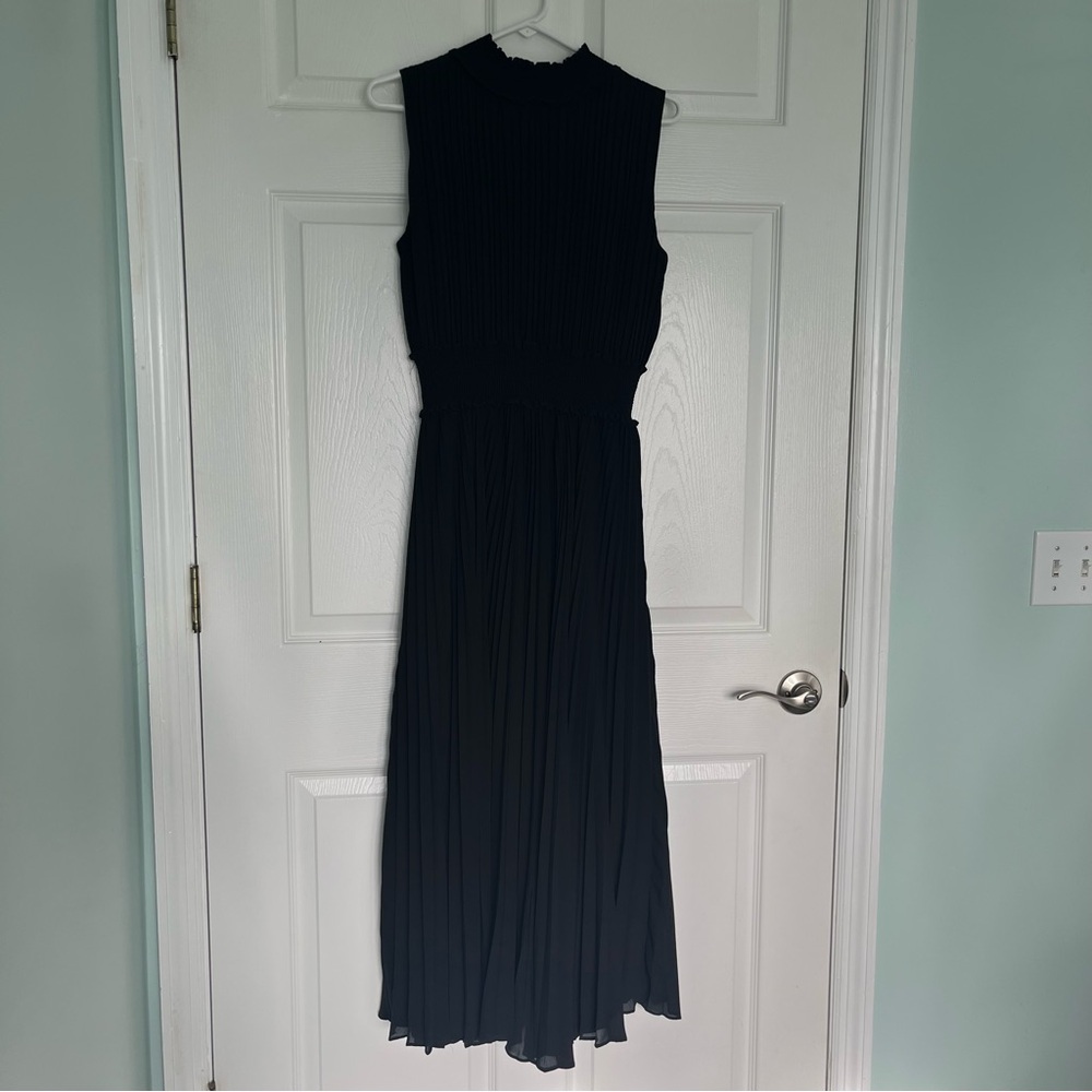 Nanette Lepore Black High Neck Ruffle Pleats Women's Maxi Dress Formal Party - Picture 5 of 15